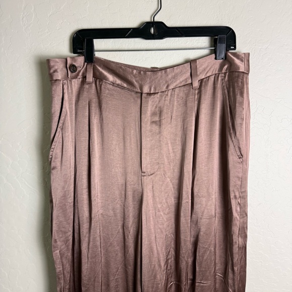 Madewell The Harlow Wide-Leg Pant in Satin Iced Mocha Brown 14 NWT NO380 - Picture 4 of 16